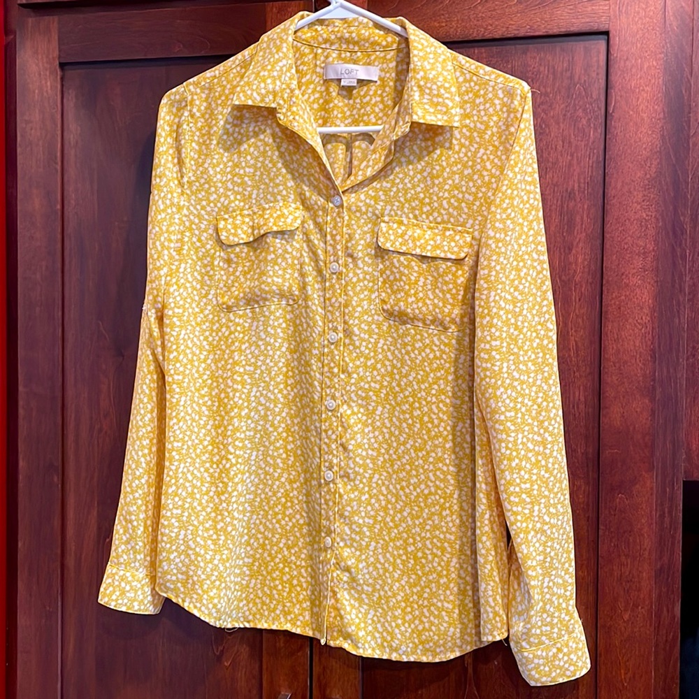 LOFT, M yellow floral blouse.